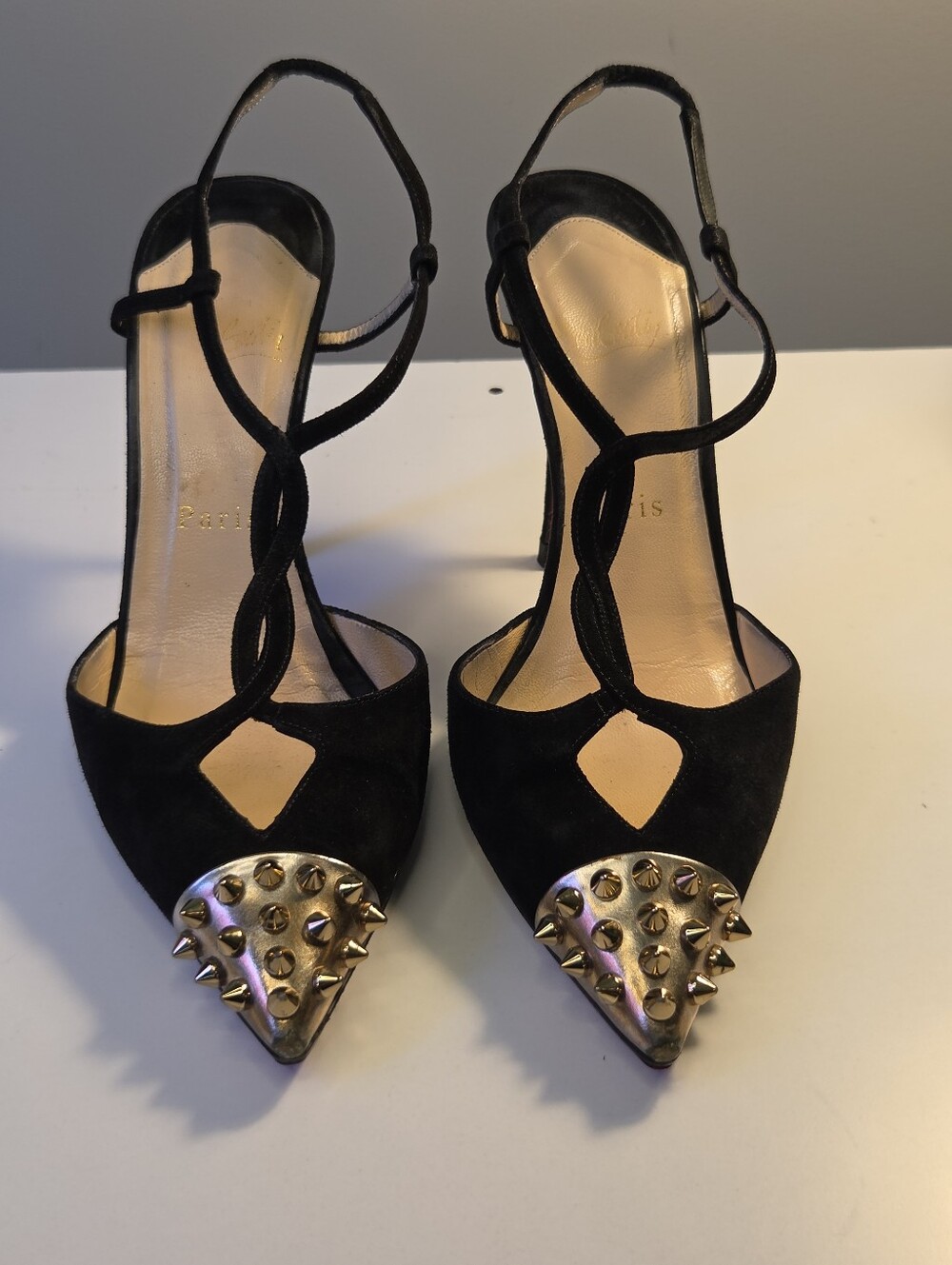 Black Stud-Accent Slingback High Heels - Picture 3 of 15